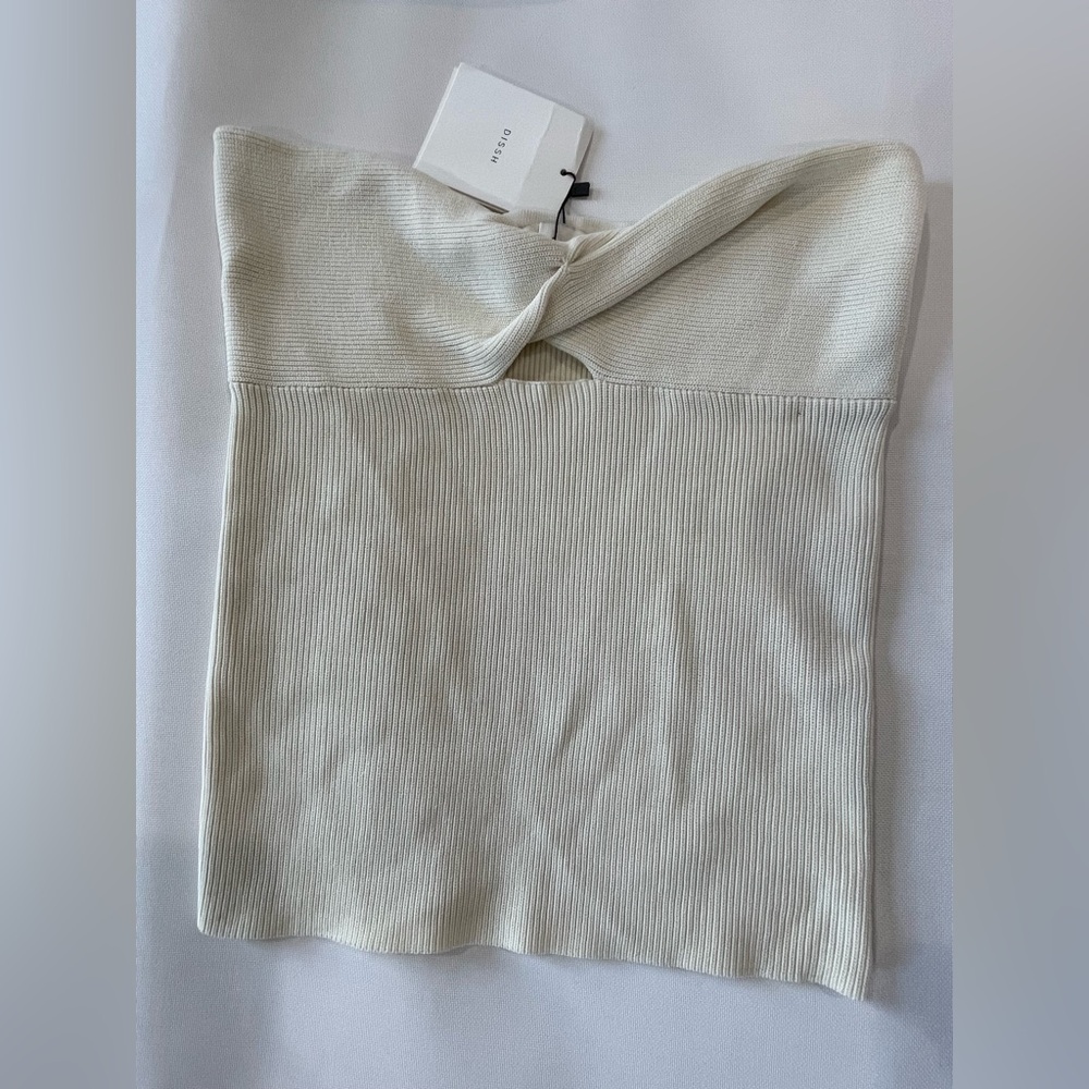 DISSH Cream Ribbed Twist-Front Tube Top Size XXL